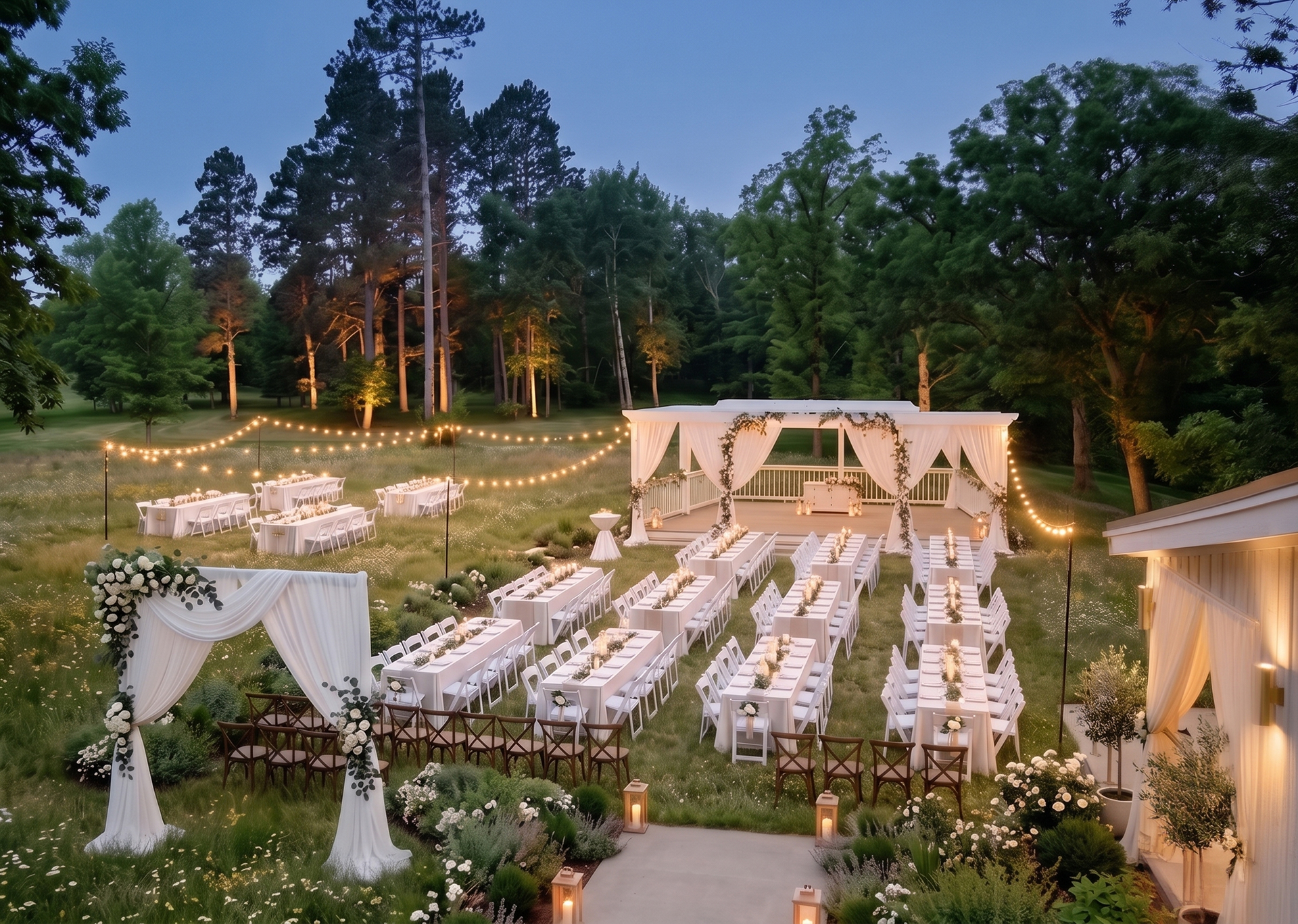 The Meadows at 47° North Wedding setup