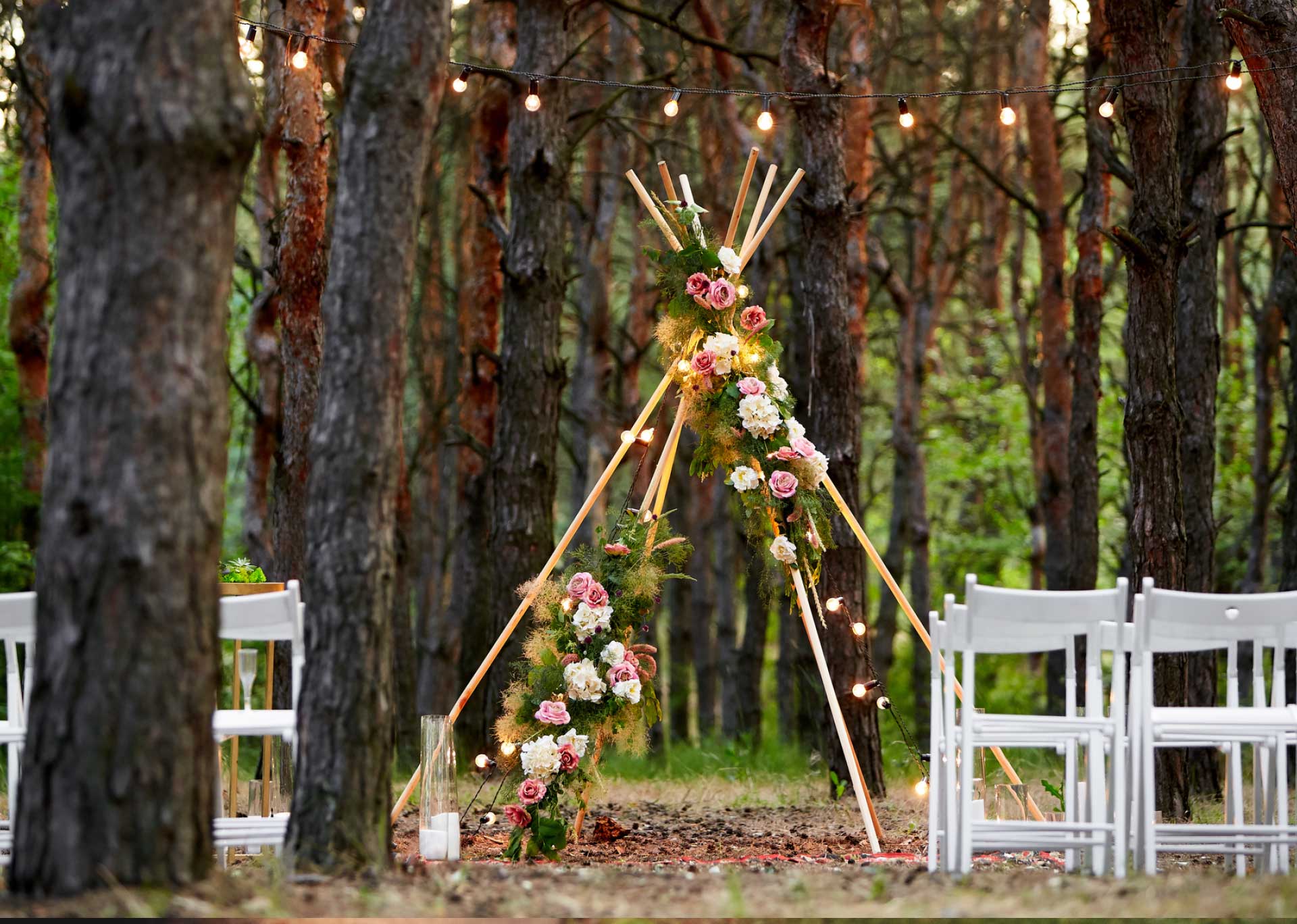 Wedding Decor in Woods